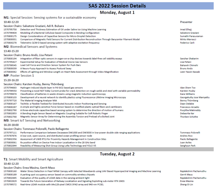SAS 2022 Final Program - SAS 2022